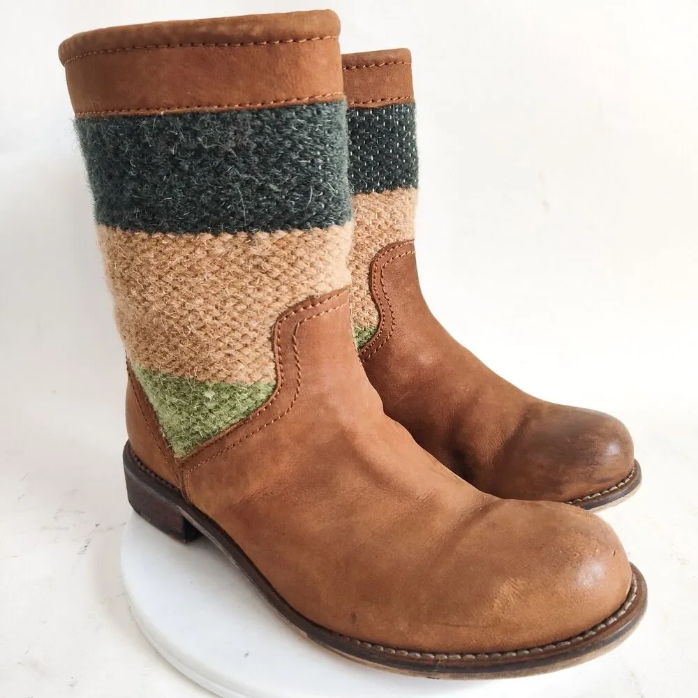 Seychelles Mid-Calf Boots Size 6 Striped Aztec Print Leather Camel Tan‎ Boho